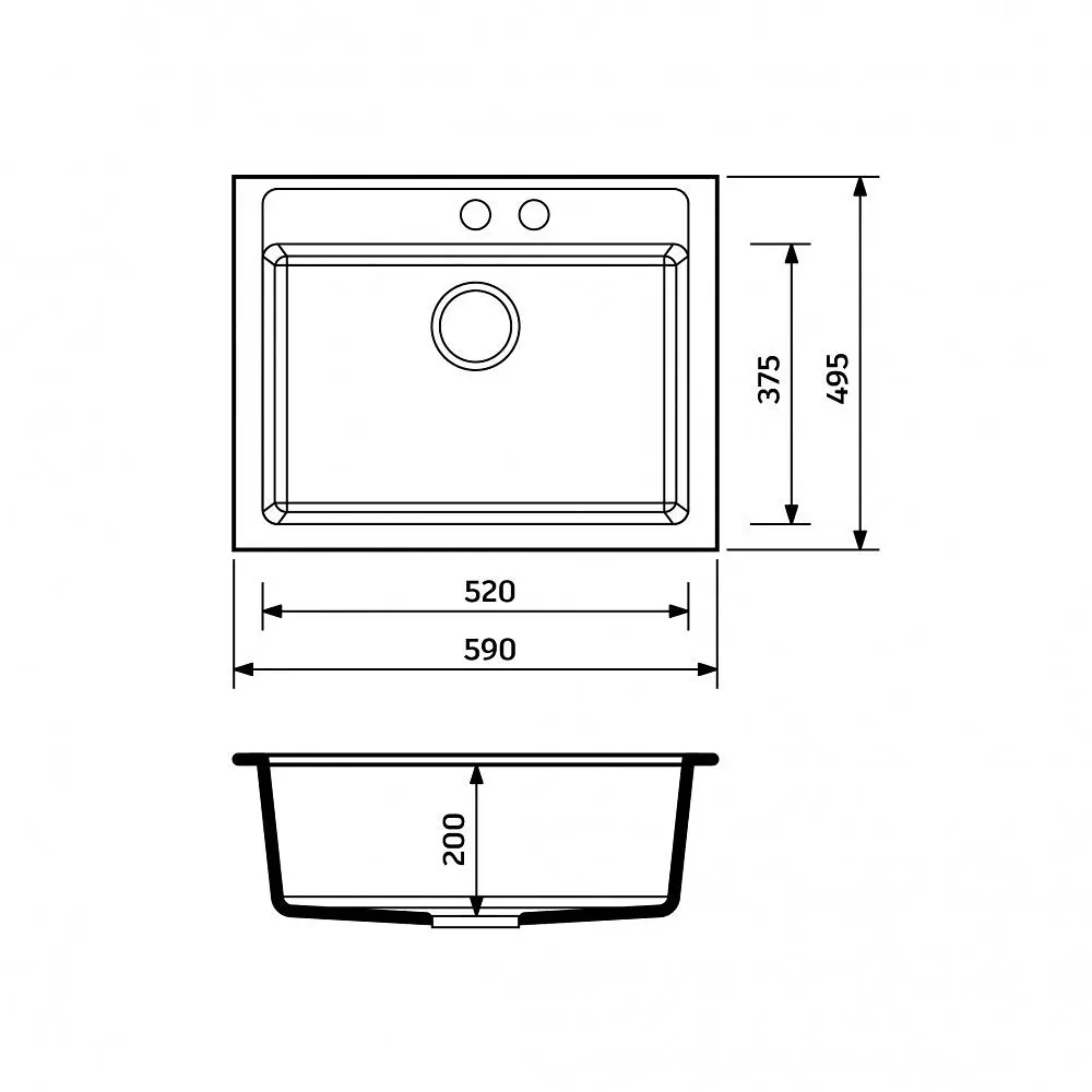 Кухонна мийка Adamant PRIZMA mokko 590x495x200 мм, без крила 59 см - фото 3