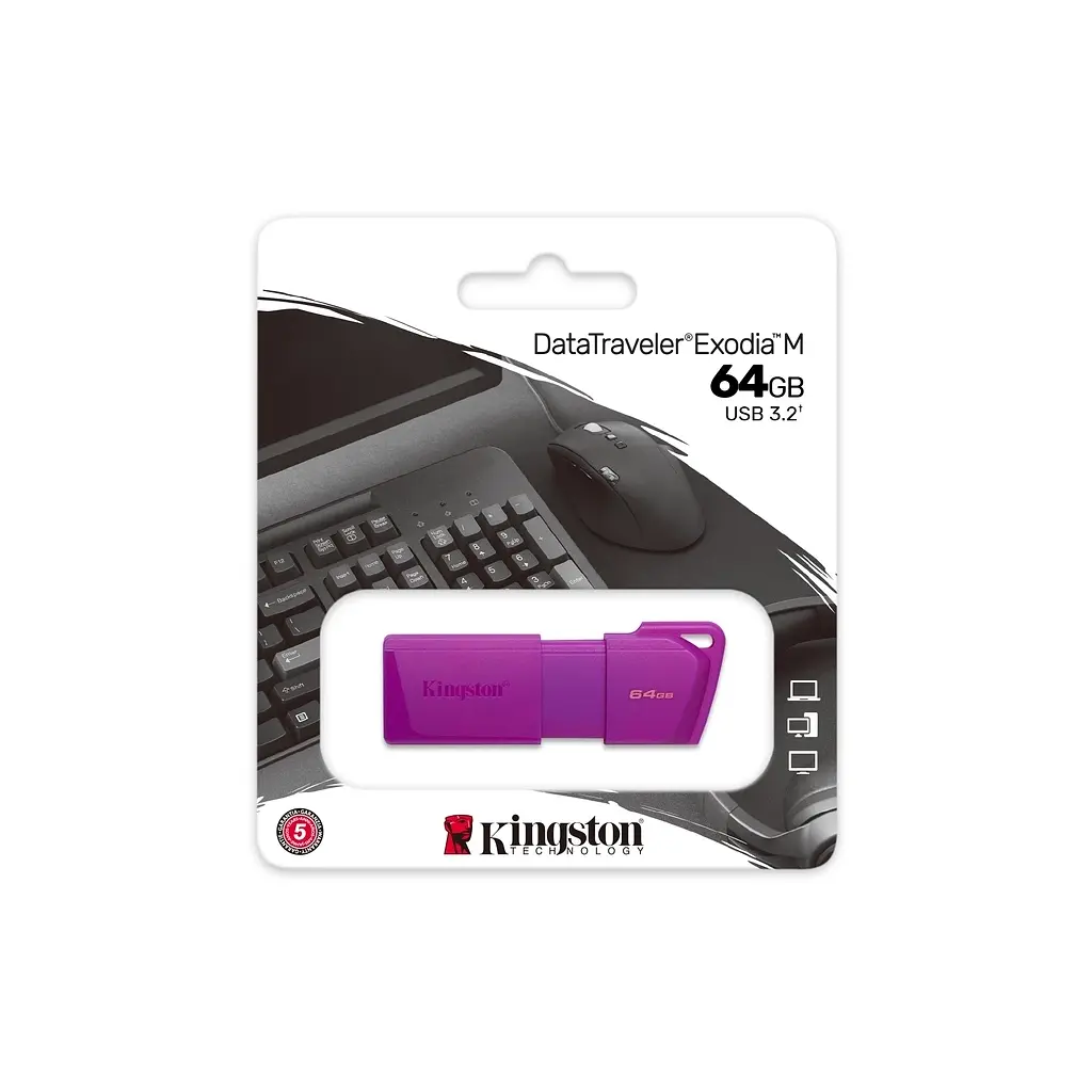 USB флеш накопичувач Kingston 64GB DataTraveler Exodia M Purple USB 3.2 Gen 1 (KC-U2L64-7LP) - фото 4