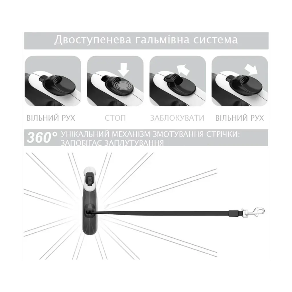 Повідець для собак WAUDOG R-leash Colors of freedom світловідбиваюча стрічка М 5 м (382-4020) - фото 6