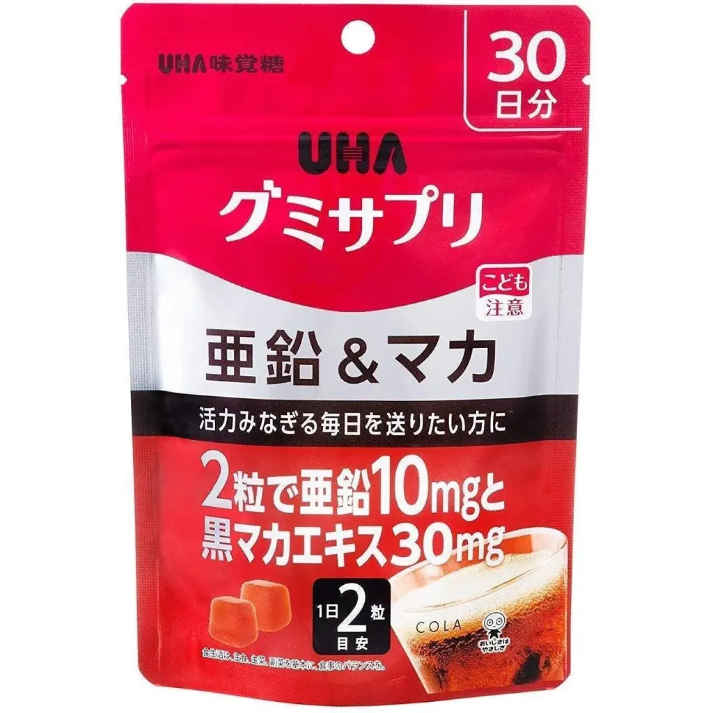 Жувальні цукерки з вітамінами UHA Mikakuto Zinc Maca Gummy Supplement Cola Gummies 60 шт 160г - фото 9