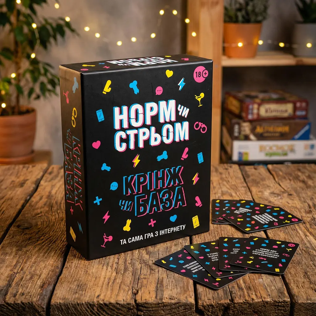 Настільна карткова гра 18+ "Норм або стрьом Крінж або база" PLR-0045 розважальна настільна гра для дорослих від 2 гравців українською мовою Чорний - фото 2