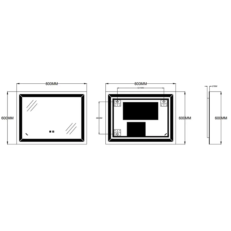 Дзеркало Zerix Kubix MR04-80x60-Reverse з LED Touch, Anti-fog, димером, регулятором яскравості ZX6054 - фото 6