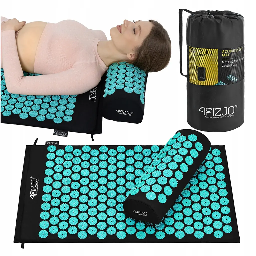 Килимок акупунктурний з валиком 4FIZJO Classic Mat Аплікатор Кузнєцова Black/Blue (P-5905973402385) - фото 2
