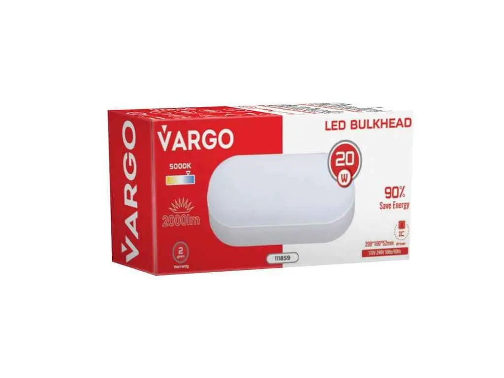 Світильник світлодіодний VARGO ЖКХ 20W 5000K 2000lm овал IP54 AC165-265V Розмір: 208x100x52мм (V-111859) - фото 3