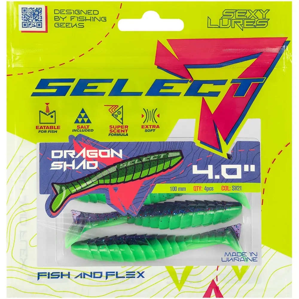 Силікон Select Dragon Shad 4" SV21 (4 шт/уп) - фото 2