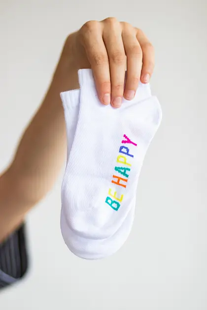 Набір шкарпеток 3 пари короткі з принтом Don`t worry, Be happy безшовні ORGANIC cotton JILL ANTONY 38-40 - фото 4