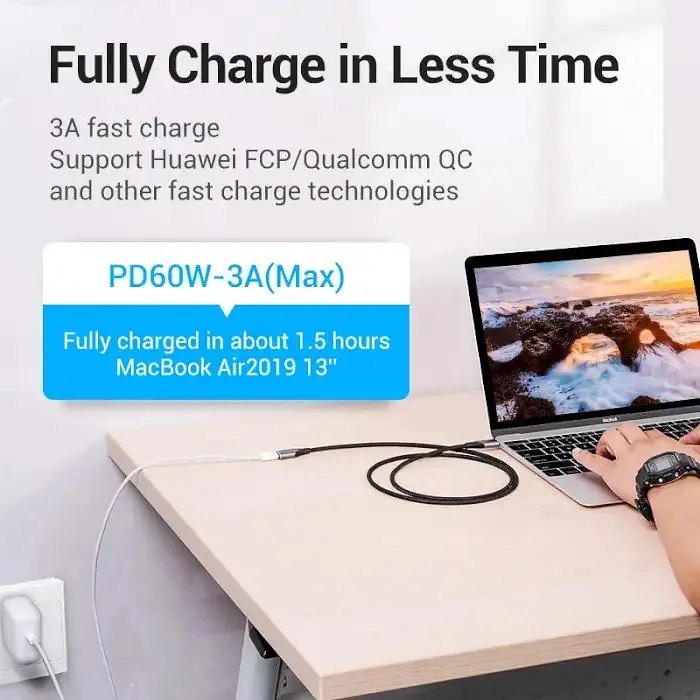 Кабель подовжувач Vention Thunderbolt 3 — USB 3.1 Type-C M-F (60W 20V 3A) 4K 60HZ 1 метр - фото 7