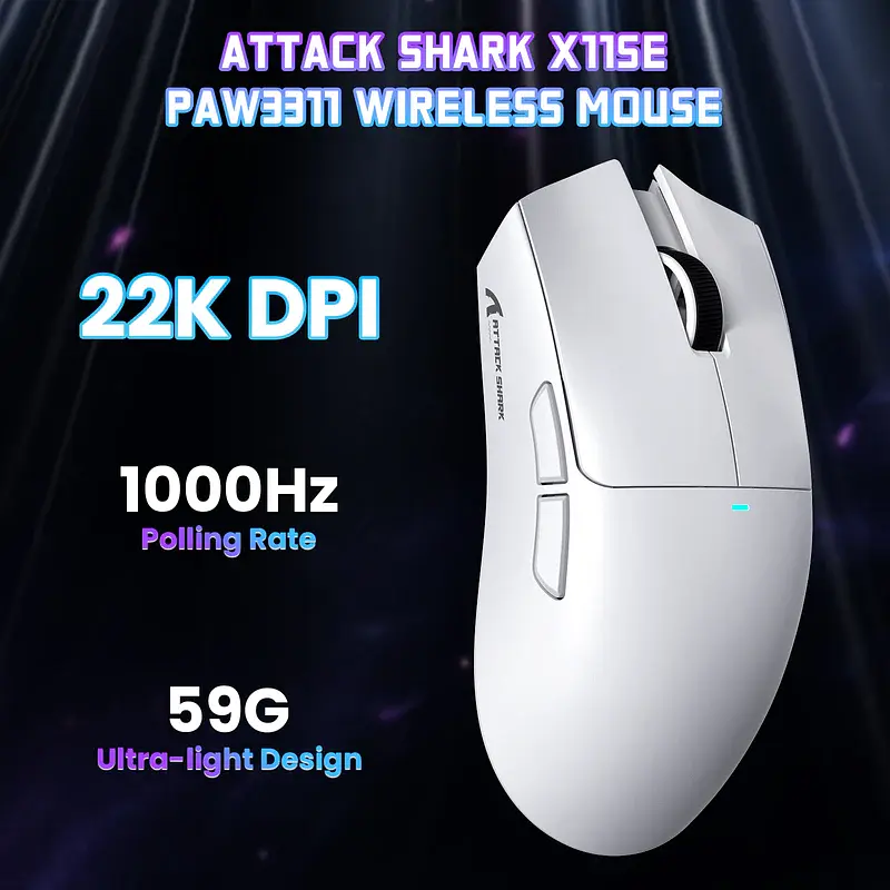 Ігрова бездротова мишка Attack Shark X11 SE / Три режими підключення / Сенсор PixArt PAW3311 / 22000 DPI - фото 2