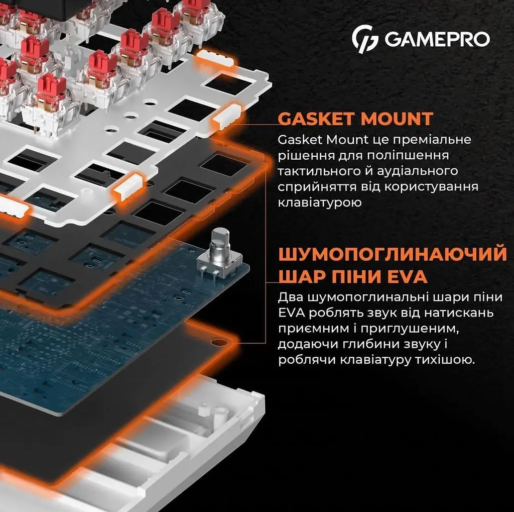 Клавіатура GamePro MK160W Outemu Red Hot-Swap RGB USB White (MK160W) - фото 9