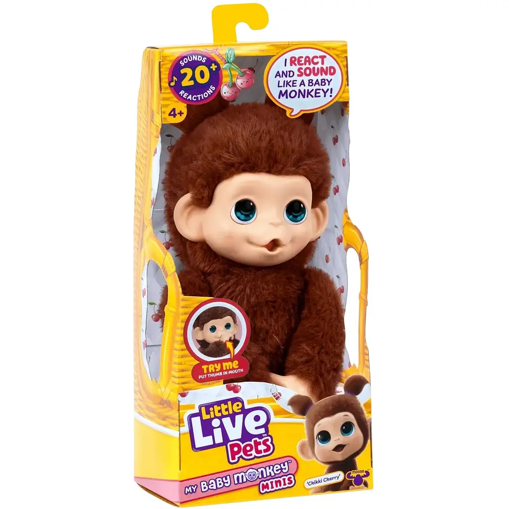 Интерактивная игрушка Moose Little Live Pets Обезьянка Чики Черри коричневая (26765) - фото 4