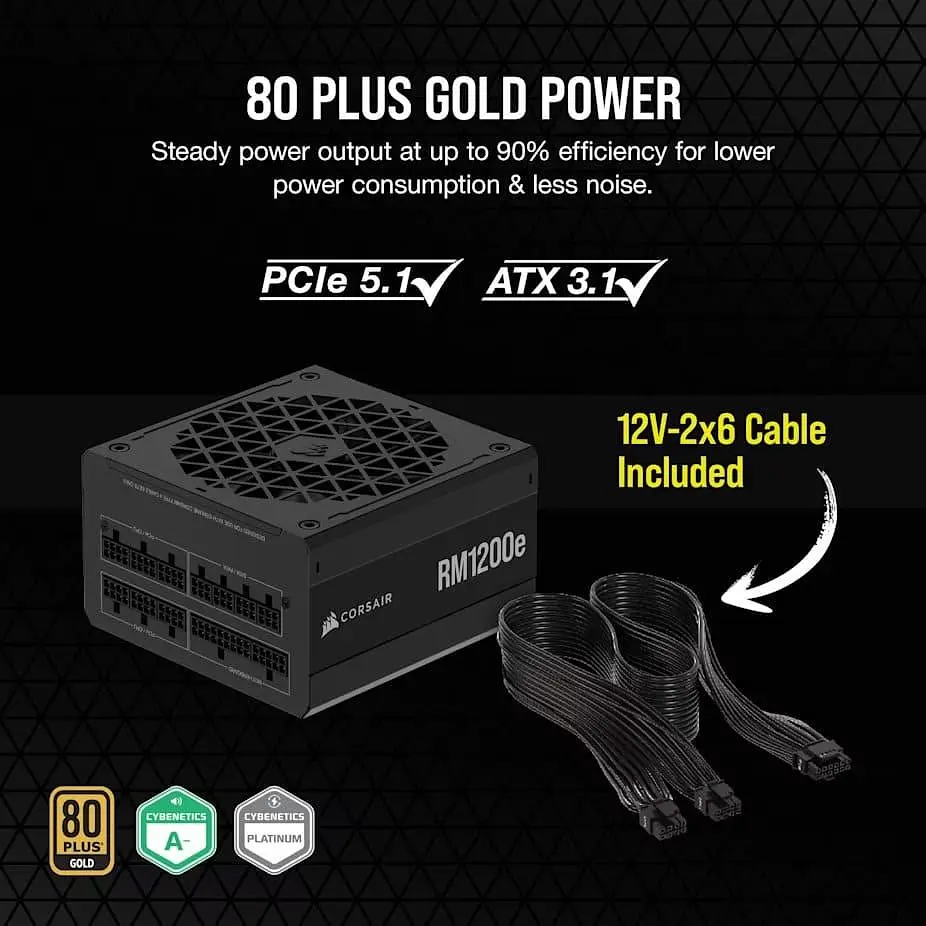 Блок питания Corsair RM1200e PCIE5 1200W ATX 3.1 80+ Gold (CP-9020258-EU) - фото 6
