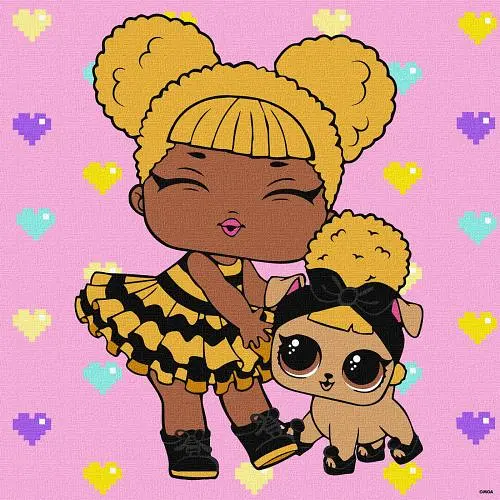Картина за номерами "L.O.L. Surprise! TroopSurprise Queen Bee With Queen Pup" 40х40 см