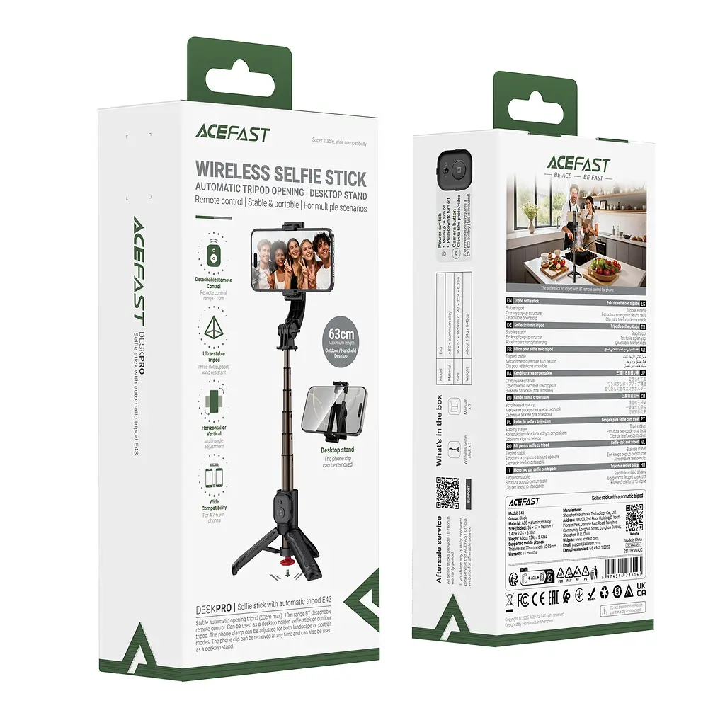 Селфі-монопод ACEFAST E43 Supports automatic selfie stand opening Black - фото 2