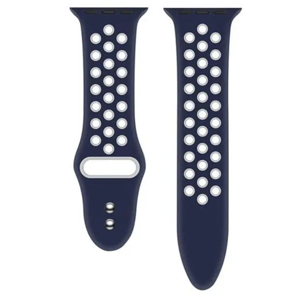 Спортивний ремінець з перфорацією Primo для Apple Watch 38 мм, 40 мм, 41 мм Dark Blue White - фото 4