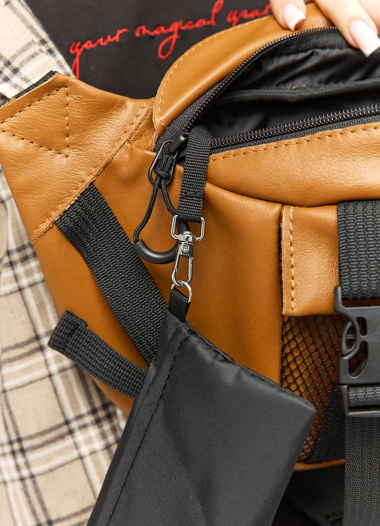 Велика жіноча поясна сумка бананка Sambag DynamicDart руда 38 × 21 × 7 см (80411121) - фото 7