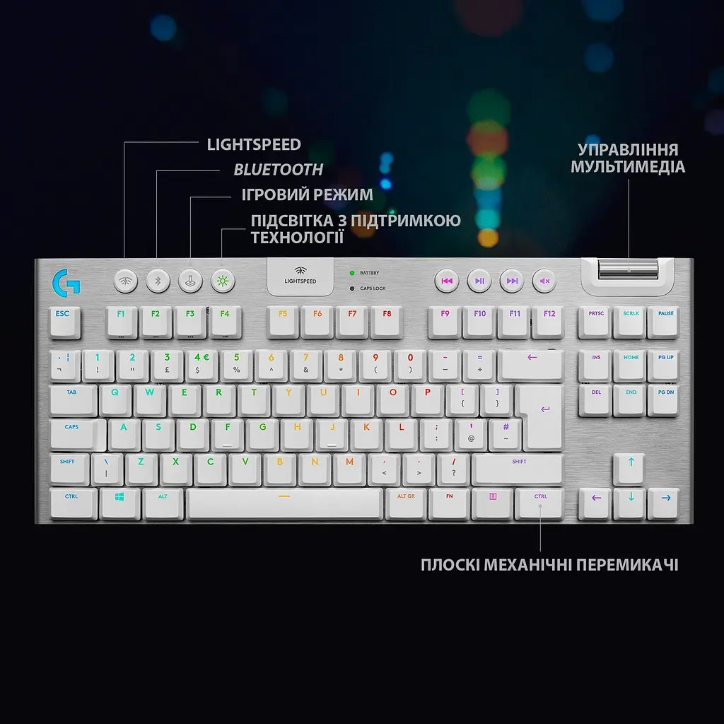 Клавіатура Logitech G915 TKL Lightspeed Wireless RGB Mechanical White [920-009664] [68413] - фото 3