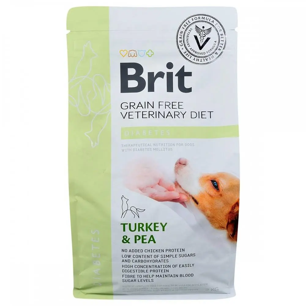 Сухой корм Brit GF VetDiets Dog Diabetes 2 кг для собак при сахарном диабете (индейка, горох) - фото 3