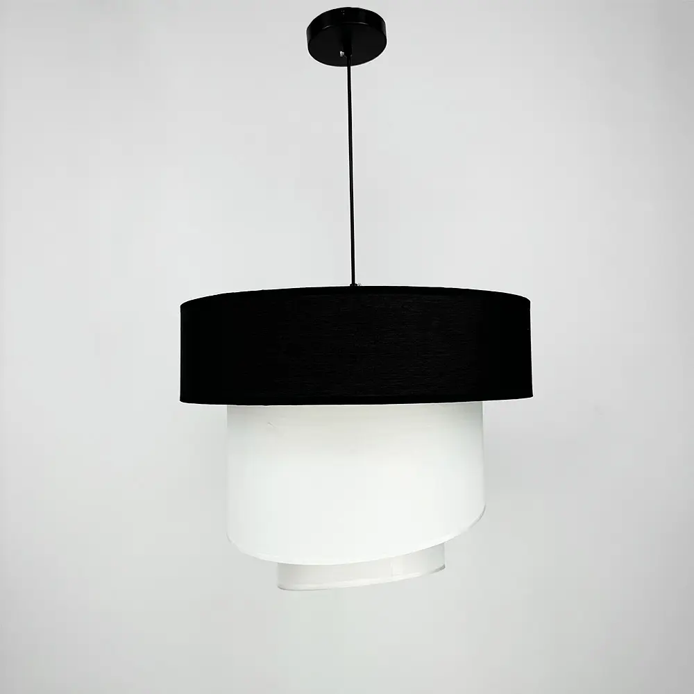 Дизайнерська люстра IONOS 1 з текстильним абажуром Line.F MJ 159-500 BK+WT+WT - фото 7