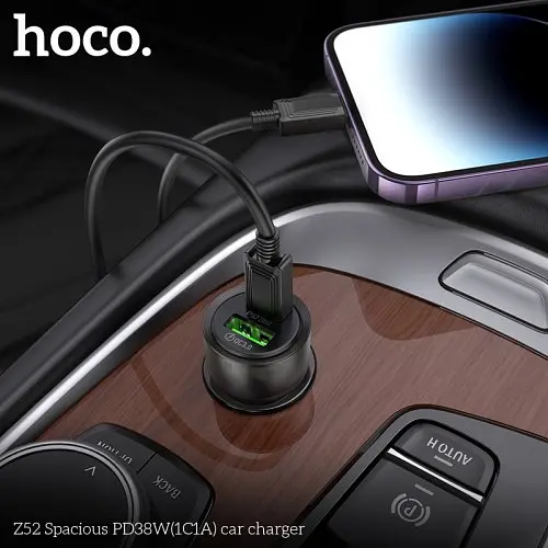 Автомобільний зарядний пристрій HOCO Z52 PD38W(1C1A) car charger чорний - фото 2