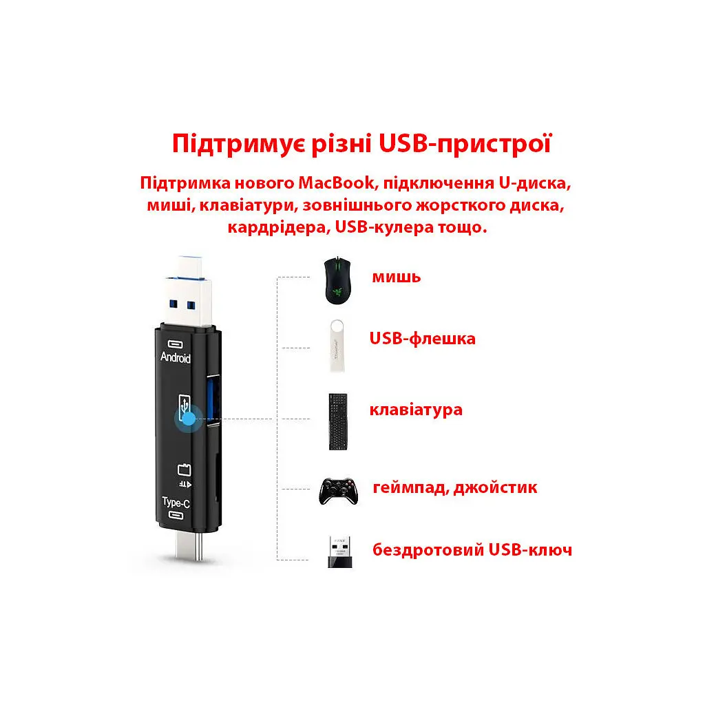 Считыватель флеш-карт Dynamode 3-in-1 (D-188) - фото 6
