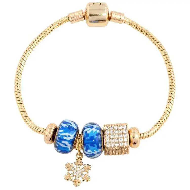 Браслет XUPING Позолота 18K "У стилі "Pandora" Ювелірний шнур з намистинами" довжина 18.5см х 3мм (213265)