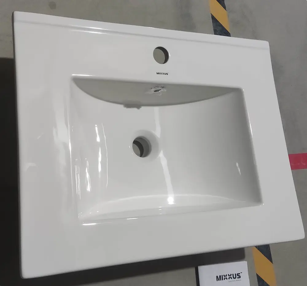 Умивальник меблевий Mixxus Premium Cubic-1501 610x460x170 мм з отвором під змішувач і переливом MP6495, Білий - фото 6