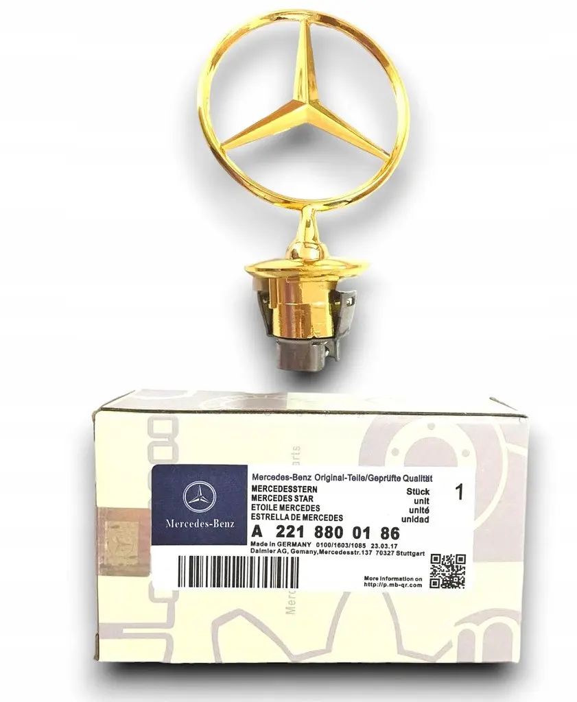 Емблема приціл на капот Mercedes-Benz-Benz Золотий напис W124 W210 W202. W203 W204 W221 W211 W212 W222 метал (OEM a2218800086) - фото 4