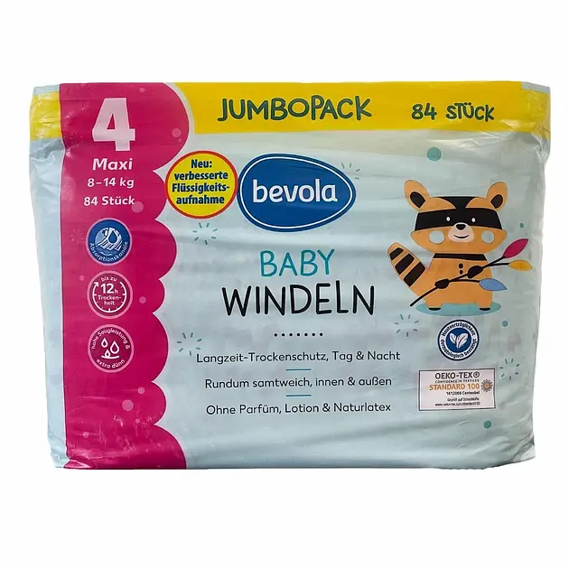 Підгузки Bevola Baby 4 Maxi (8-14 кг), 84 шт Jumbopack