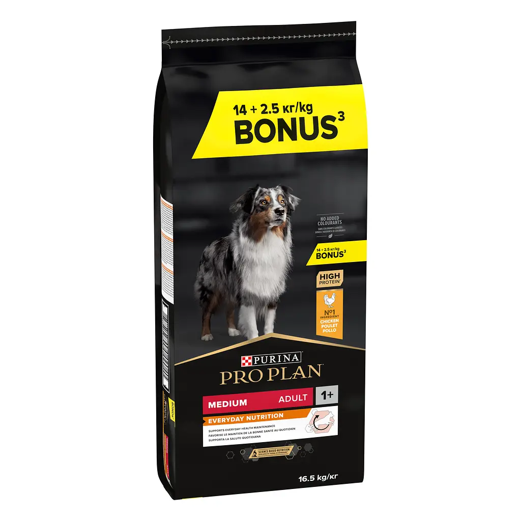 Сухий корм Purina Pro Plan Medium Adult 1+ Everyday Nutrion для дорослих собак середніх порід з куркою 14 кг + 2.5 кг (12375801)  - фото 2