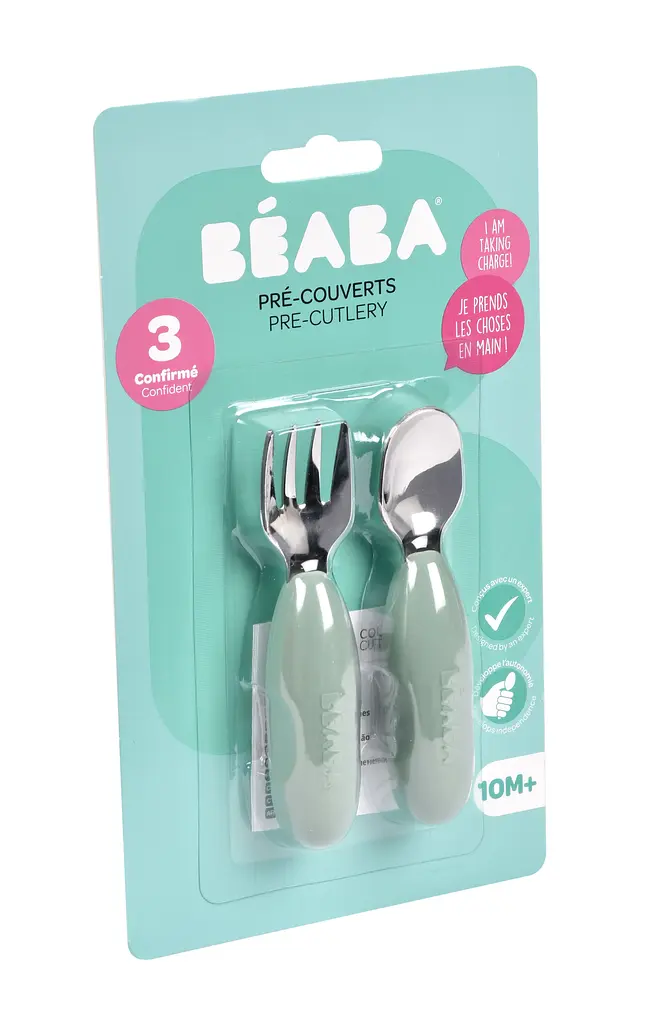Набір ложка і виделка Beaba 10+ металевий оливковий (913580) - фото 5