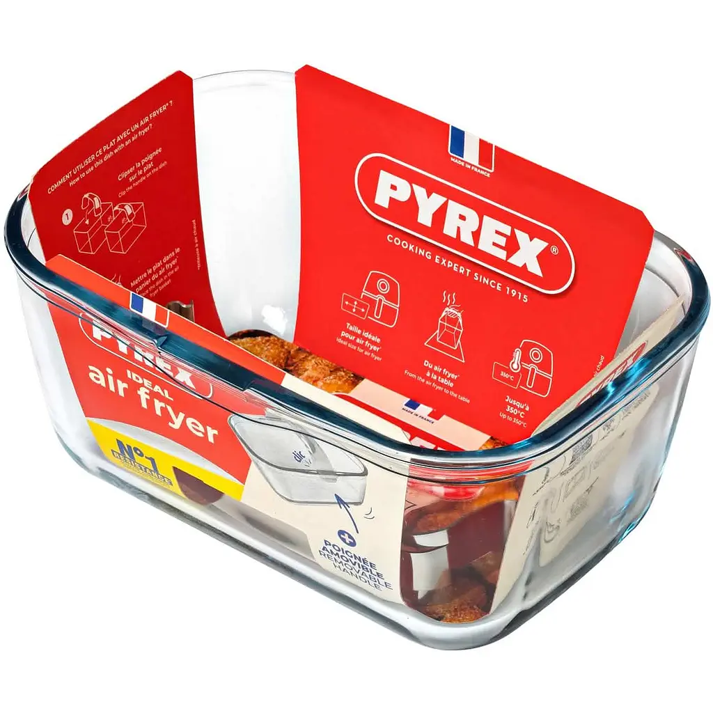 Форма скляна Pyrex Airfryer для аєрогриля прямокутна з ручкою (300U300) - фото 2