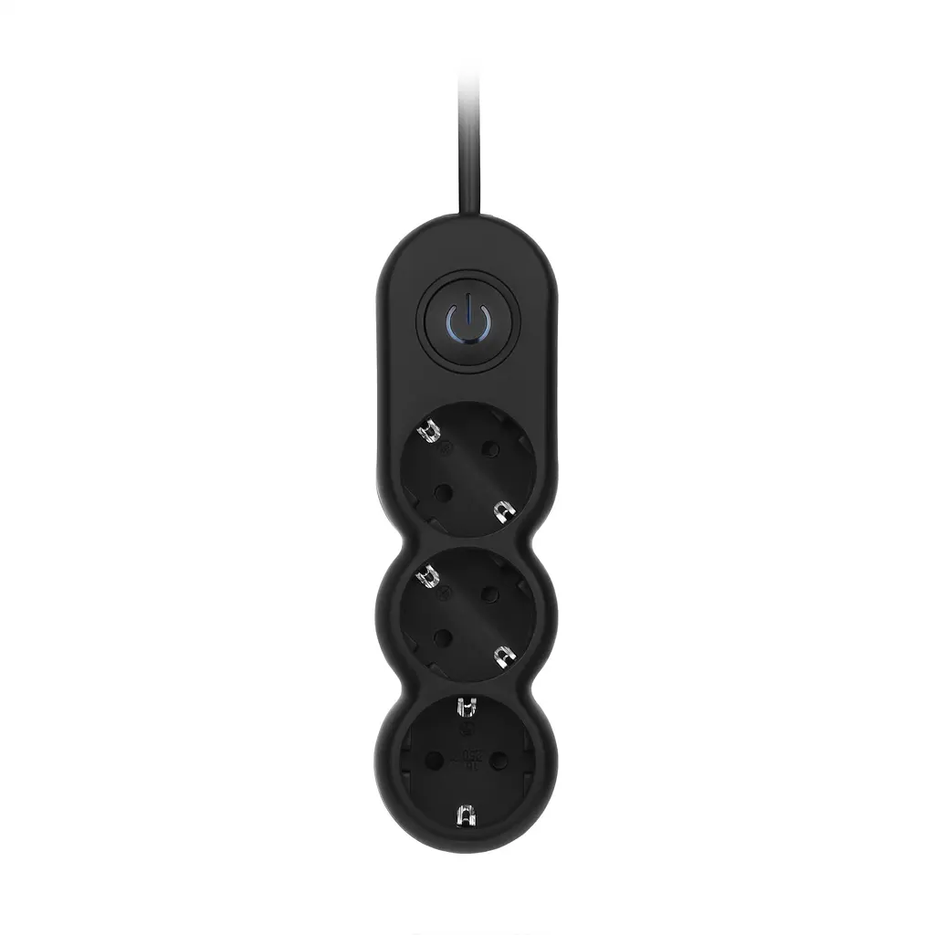 Подовжувач мережевий 3 розетки 5 метрів 2E Plus Power Extension 3 Type F 5m 10A Black - фото 2