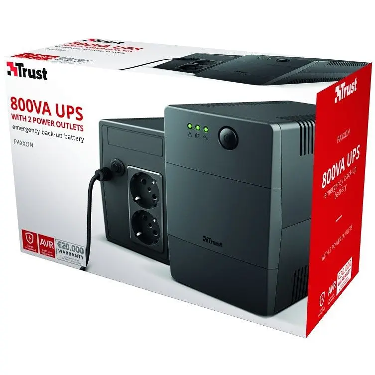 Источник бесперебойного питания Trust Paxxon 800VA UPS 23503, 2 Outlets 1.4 м Black - фото 5
