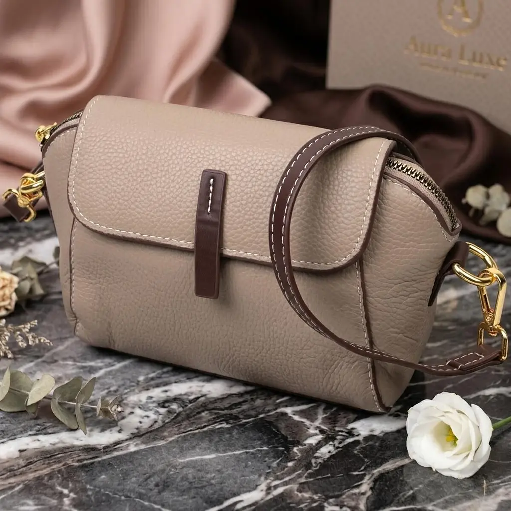 Стильна жіноча компактна сумка з натуральної шкіри Vintage 22267 бежева - фото 10