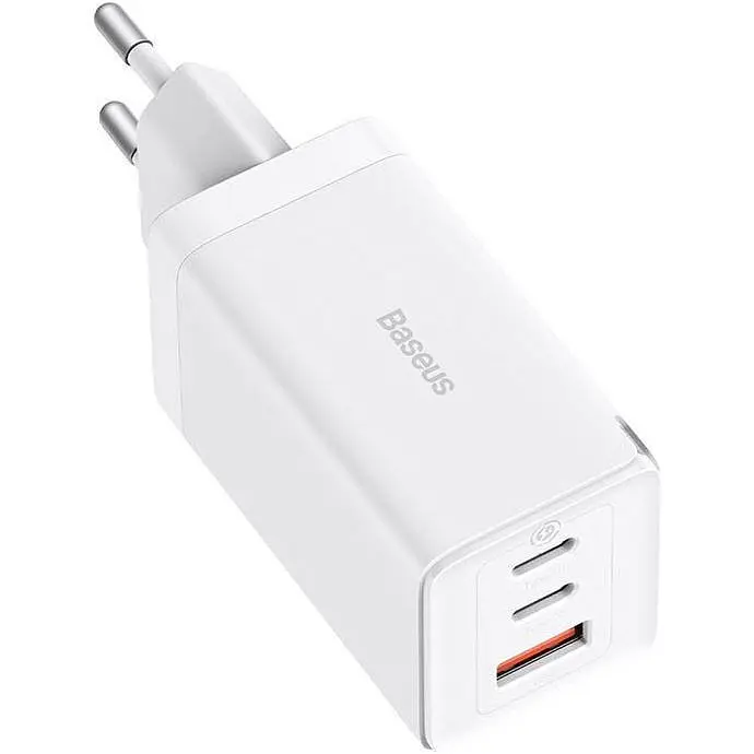 Мережевий зарядний пристрій Baseus GaN5 Pro Fast Charger 2C+U 65W + Cable USB-C White (CCGP120202) [98871] - фото 2