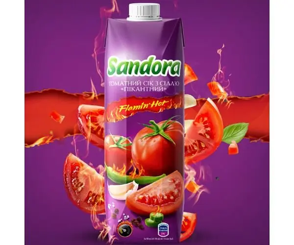 Sandora Flamin Hot, 0,95 л, Сік Томатний з сіллю Пікантний Сандора - фото 2