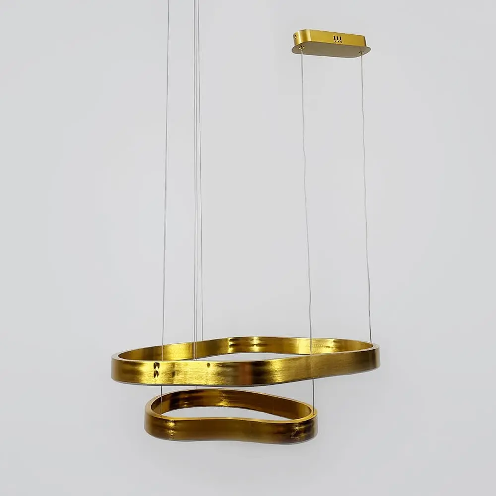 Эффектная золотая люстра на 2 яруса 65х55 см и 45х30 см | Ст. PCL006-600*400 PGD | Line F - фото 5