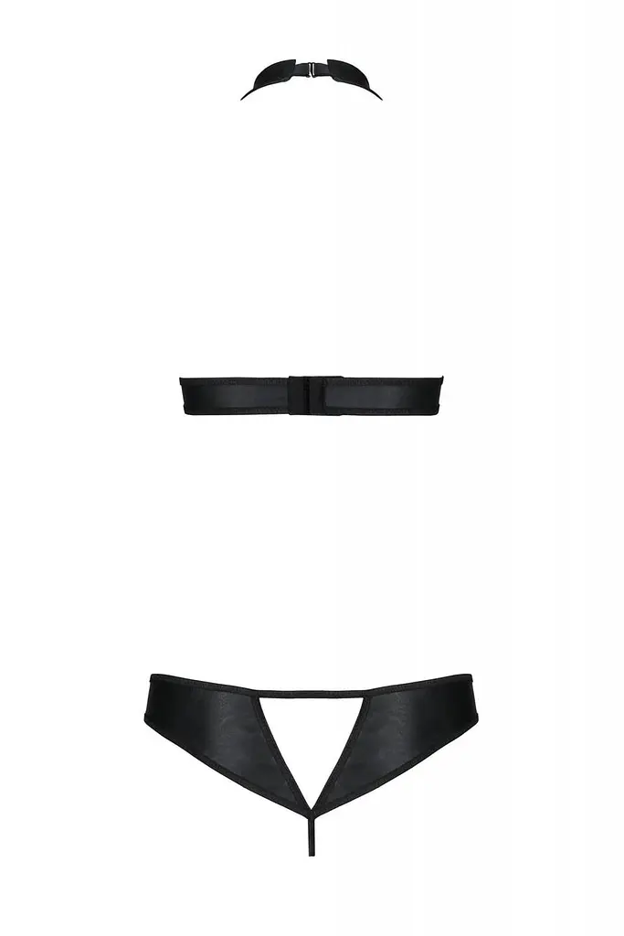 Комплект из экокожи Passion Malwia Set with Open Bra black 4XL/5XL - фото 4
