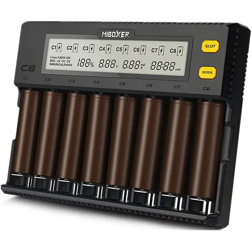 Универсальное зарядное устройство Miboxer C8 на 8 портов для Ni-Mh Li-Ion LiFePO4 аккумуляторов - фото 4