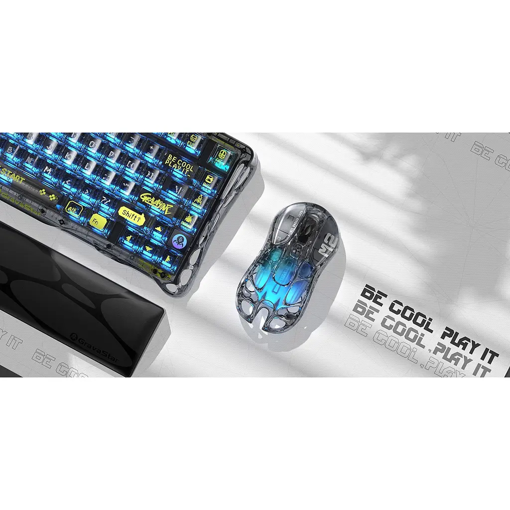Мышь GravaStar Mercury M2, BT/WL/USB-A, RGB, черно-прозрачный - фото 4