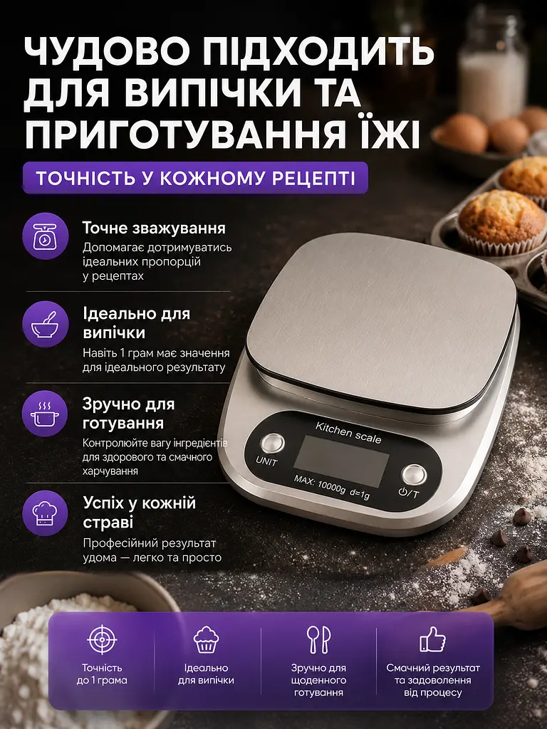 Ваги кухонні 9 одиниць вимірювання до 10 кг сріблясті - фото 12