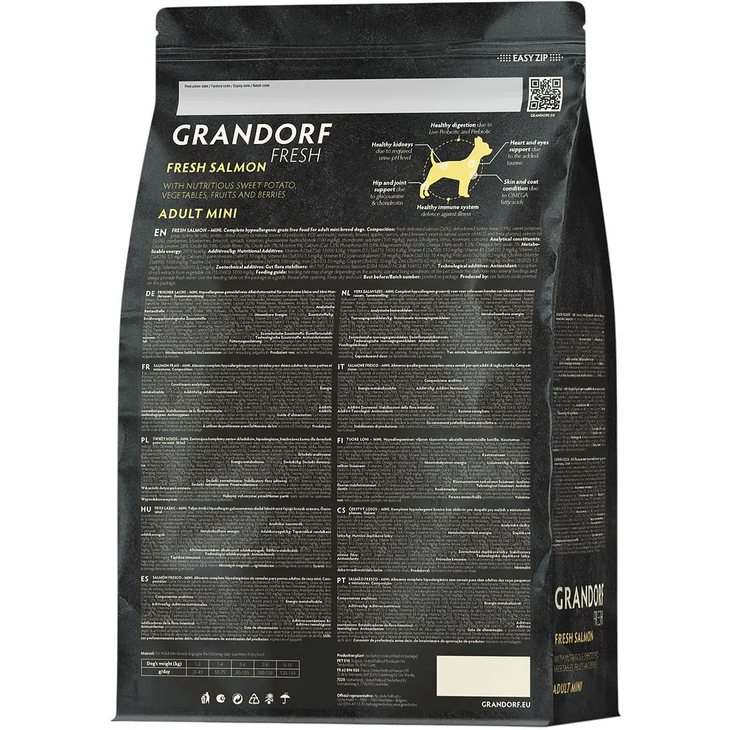 Сухий беззерновий корм для дорослих собак малих порід Grandorf Fresh Salmon & Sweet Potato Adult Dog Mini з лососем та бататом 1 кг - фото 2