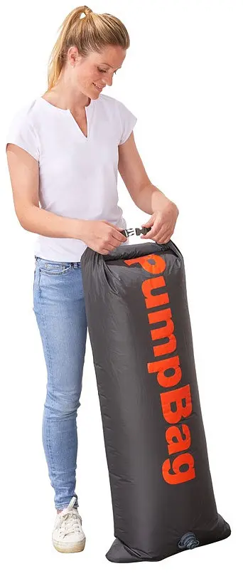 Великий гермомішок для речей та насос два в одному 100L Delta-Sport PumpBag сірий - фото 3