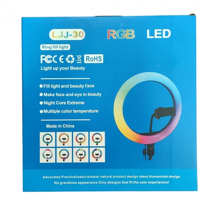 Кольцевая Led лампа 30 см LJJ-30 с держателем для телефона 3 режима + RGB - фото 5