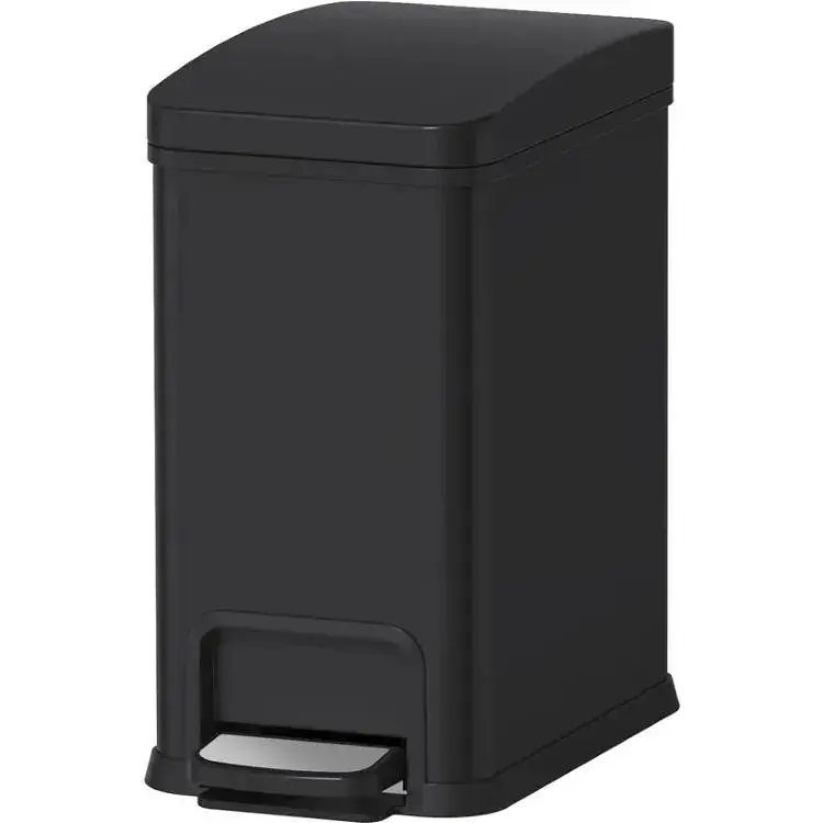 Відро для сміття з плавним закриттям прямокутне Koer TC-010108-05 8 л Black KR5593, Чорний матовий