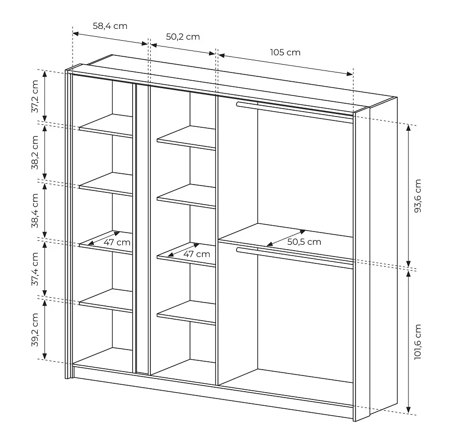 Шафа для одягу Perfect Home Даст / Dast 4-дверна з дзеркалом 4D/220 Беж (PFH-091011) - фото 3