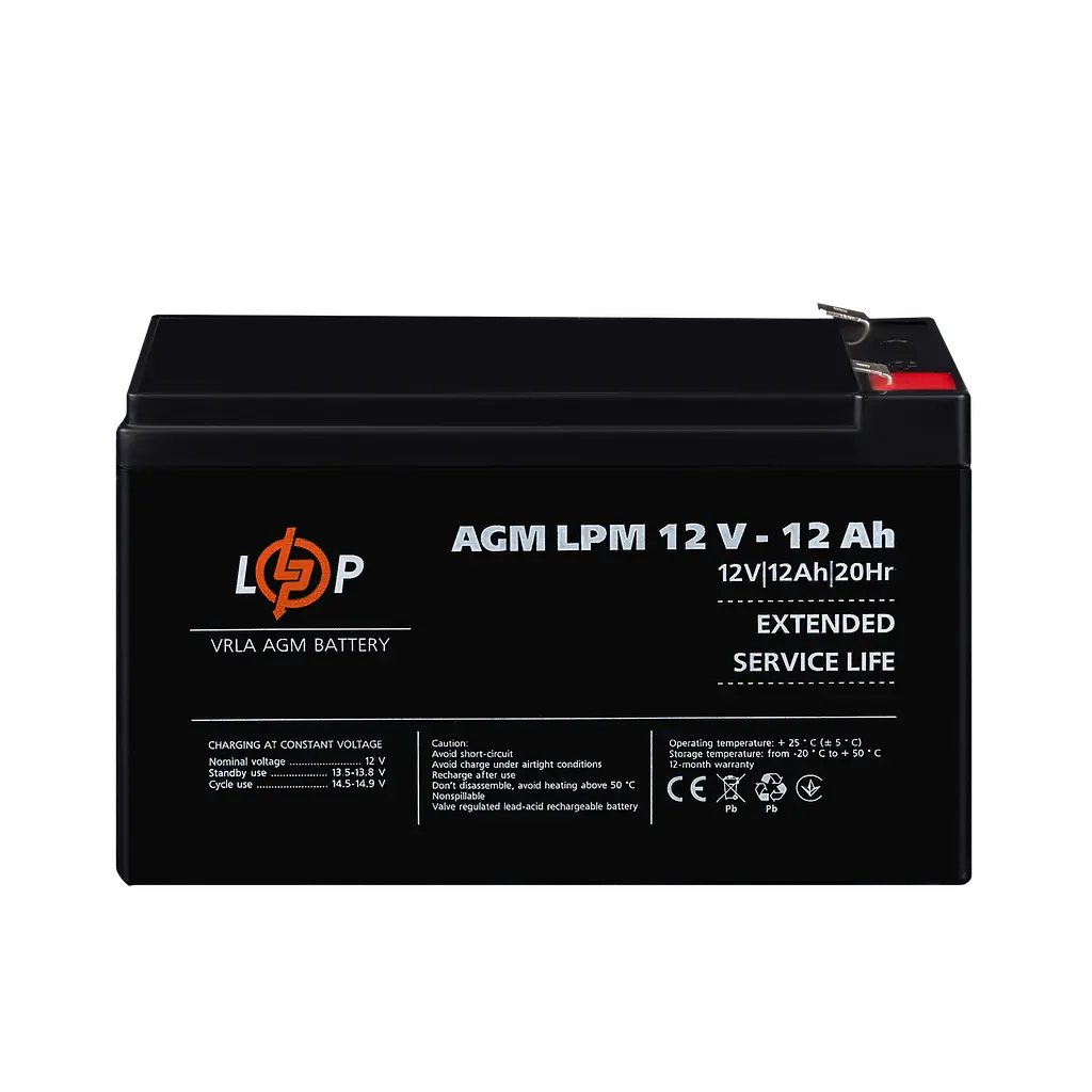 Акумулятор AGM LPM 12V - 12 Ah - фото 2