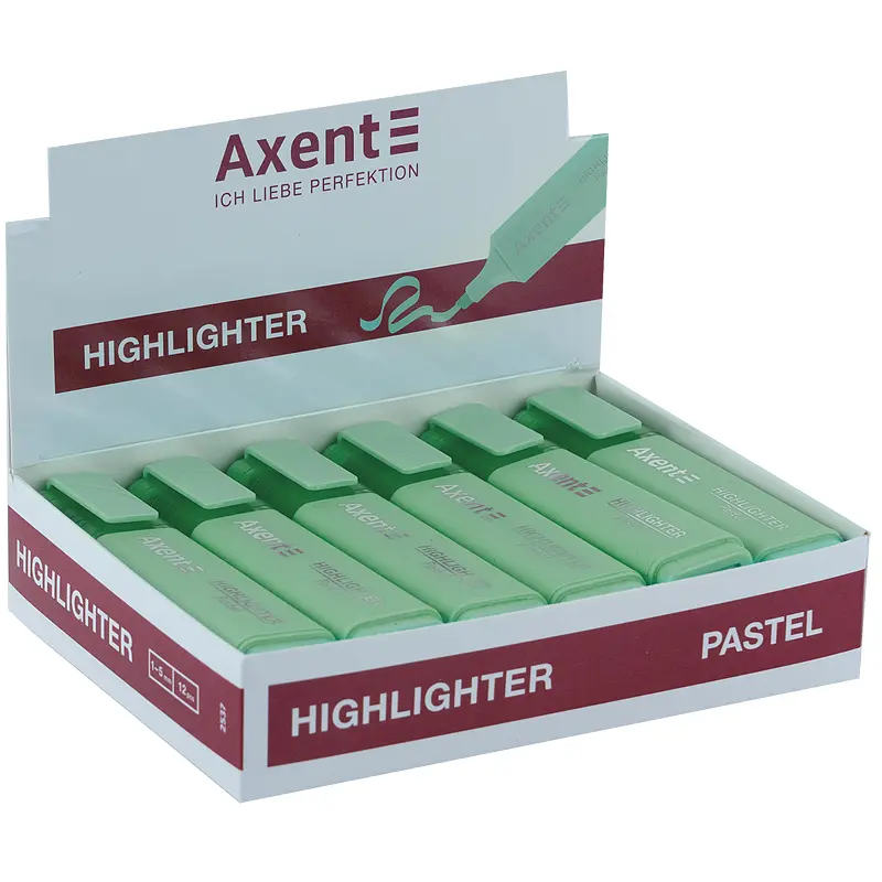 Набір маркерів Axent Highlighter 2537-A 1-5 мм клиноподібний 12 шт. пастель м'ятний (2537-18-A) - фото 2