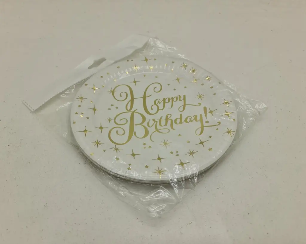 Тарілки паперові одноразові дитячі "Happy Birthday золото" 18 см, 10 шт No35 (1 пачка) - фото 2