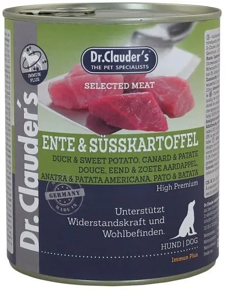 Консерва супер-преміум класу для собак Dr.Clauder's Selected Meat Duck & Sweet Potato 800г